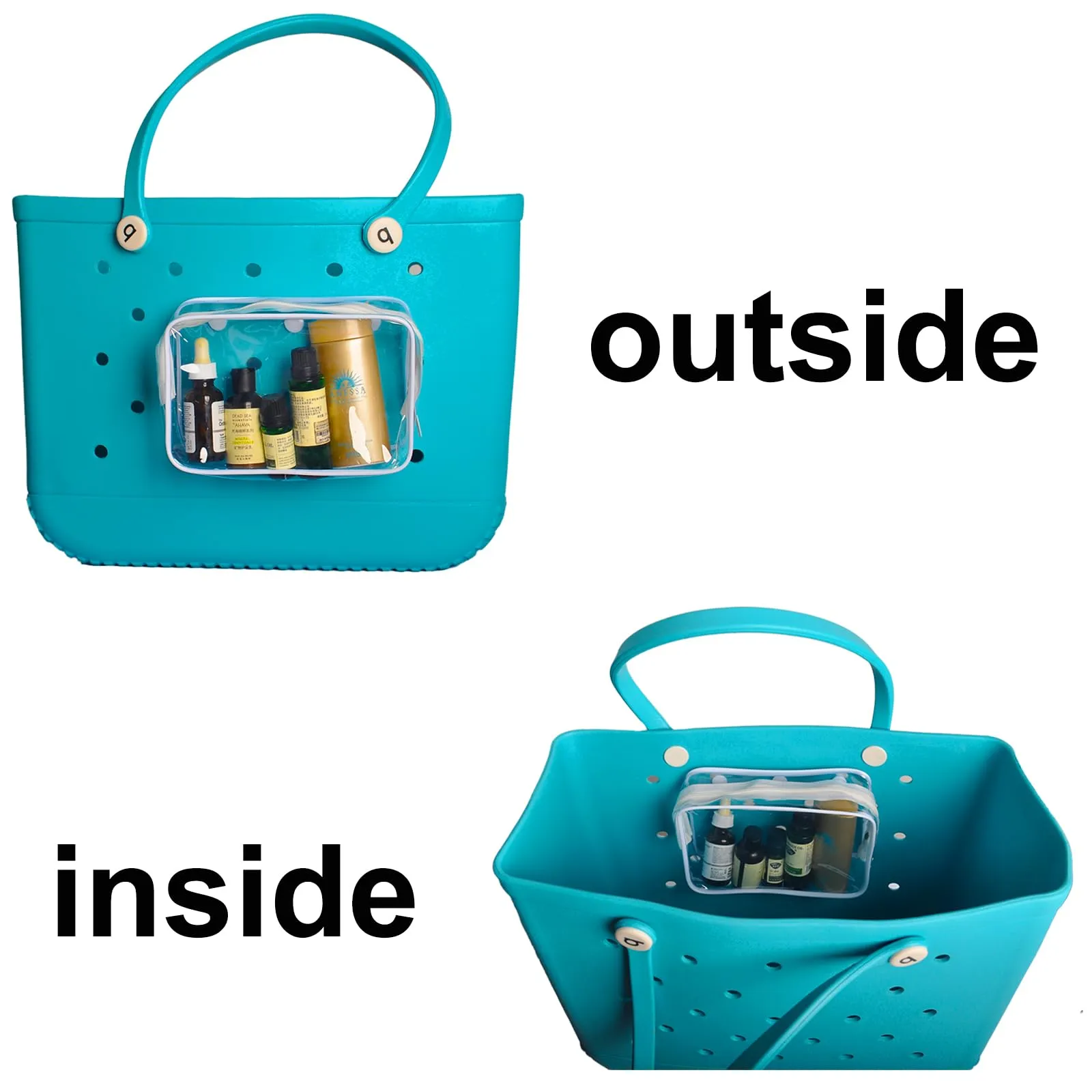 Aimeiar 4 Packs Clear White Beach Tote Bag Accessories suitable for Bogg Bag Insert Bag Travel Cellphone Makeup Clean Toiletry Brush Organizer Cosmetic Divider Storage Inner Pouch