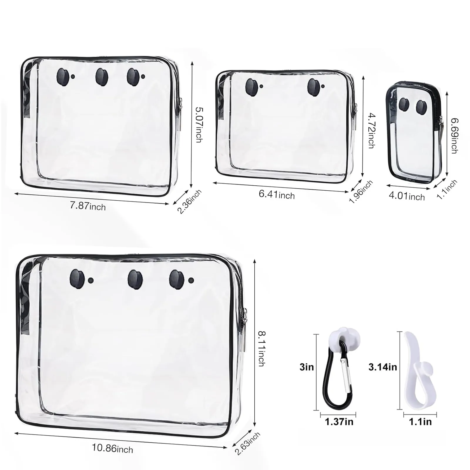 Aimeiar 4 Packs Clear White Beach Tote Bag Accessories suitable for Bogg Bag Insert Bag Travel Cellphone Makeup Clean Toiletry Brush Organizer Cosmetic Divider Storage Inner Pouch