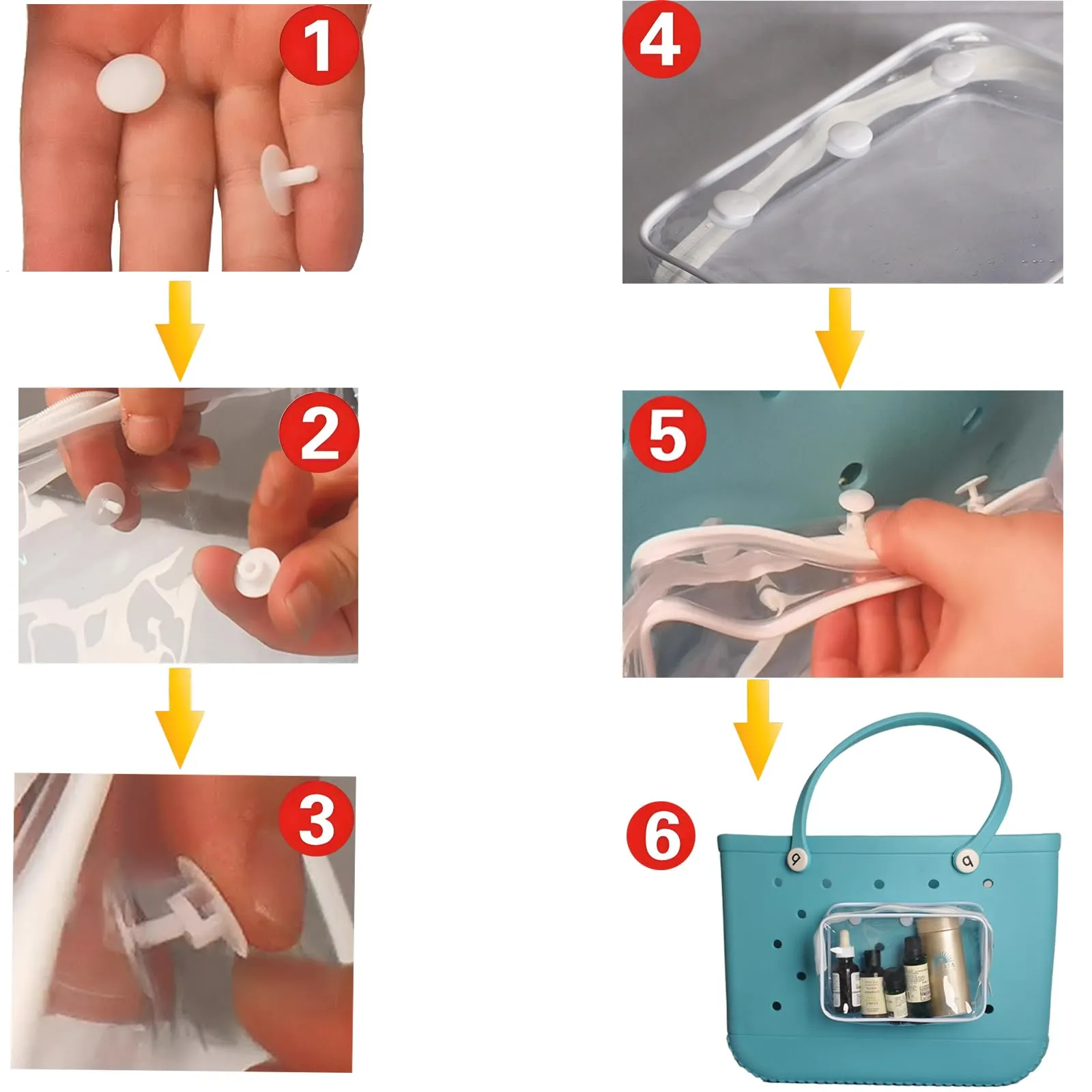 Aimeiar 4 Packs Clear White Beach Tote Bag Accessories suitable for Bogg Bag Insert Bag Travel Cellphone Makeup Clean Toiletry Brush Organizer Cosmetic Divider Storage Inner Pouch