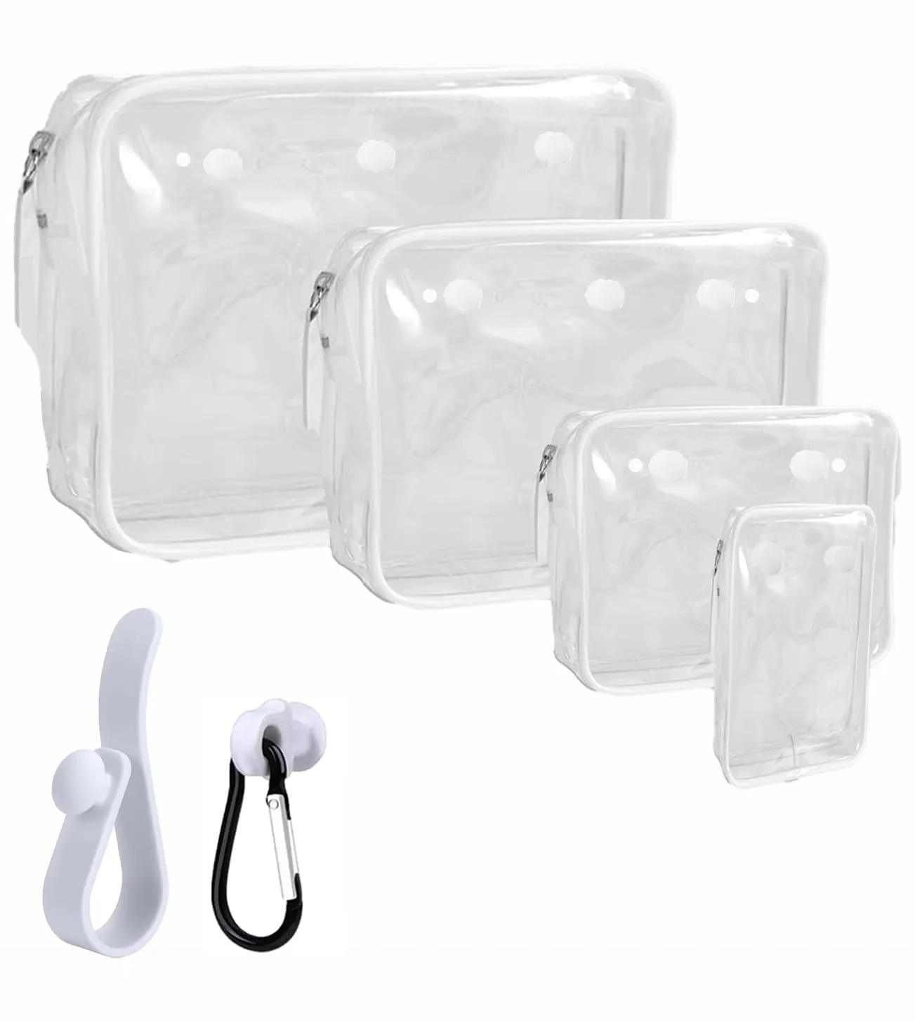 Aimeiar 4 Packs Clear White Beach Tote Bag Accessories suitable for Bogg Bag Insert Bag Travel Cellphone Makeup Clean Toiletry Brush Organizer Cosmetic Divider Storage Inner Pouch