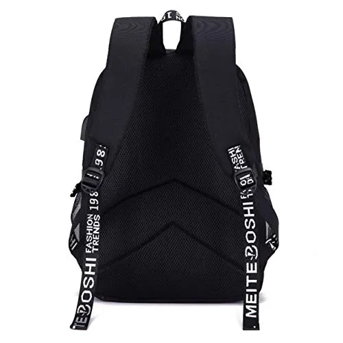 Aleven Stranger Things Backpack, Laptop Headphone Power Bank Backpack With USB Charging Porttravel Sport For Adult Men Women Boy Girl Black ...