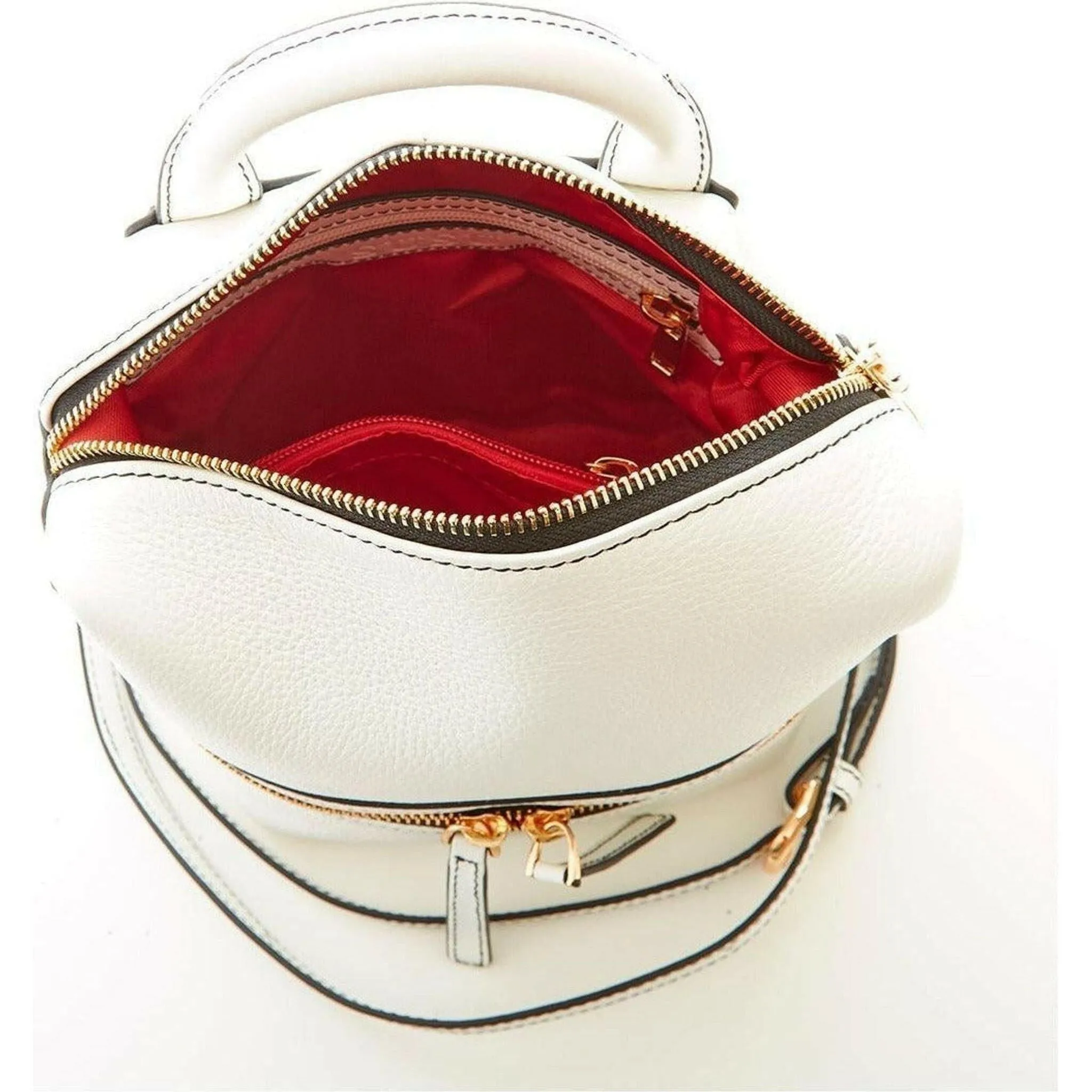Ashley Small Leather Backpack Purse in White