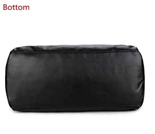Baosha Hb-06 Pu Leather Travel Tote Bag Weekender Duffel Overnight Bag Carry On Bag (Black)