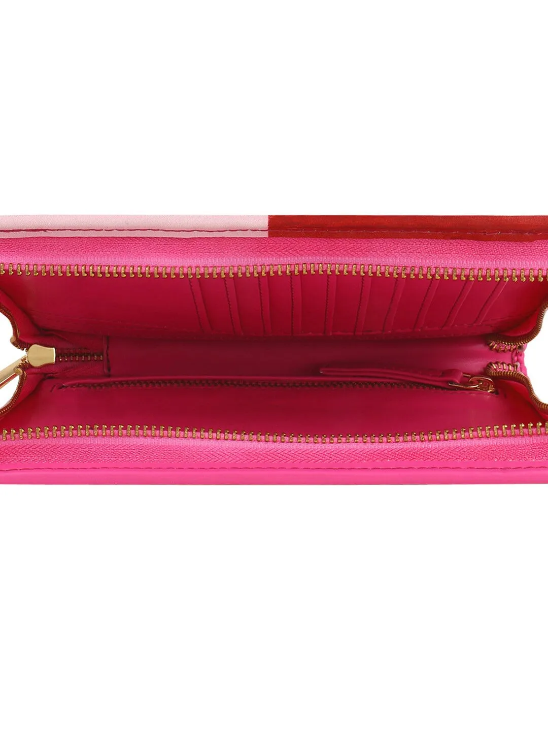 Berrylush Women Pink & Multicolour Lips Graphic Printed PU Zipper-Up Purse Clutch