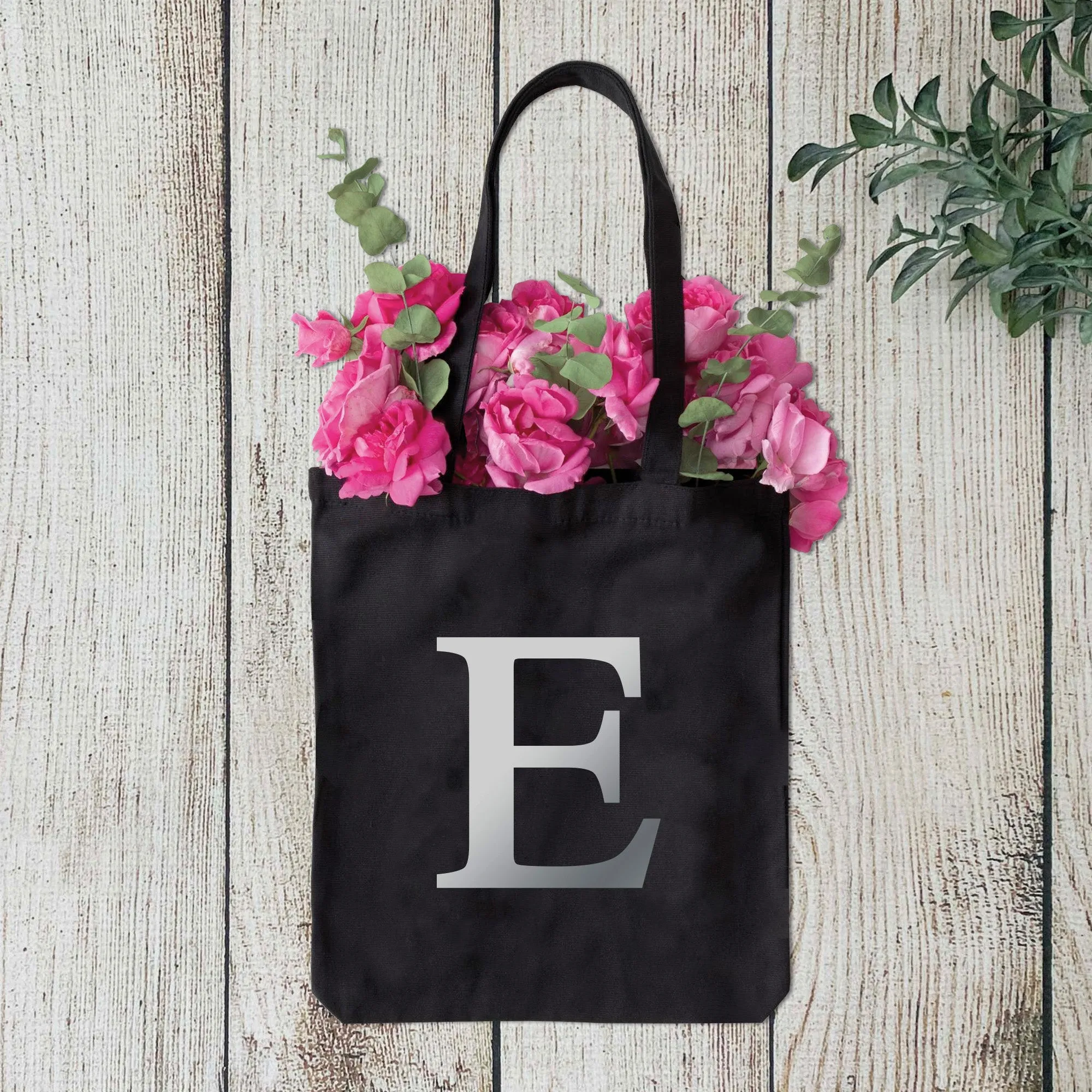 Black Tote Bag with Large Letter