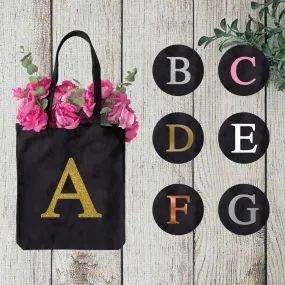 Black Tote Bag with Large Letter