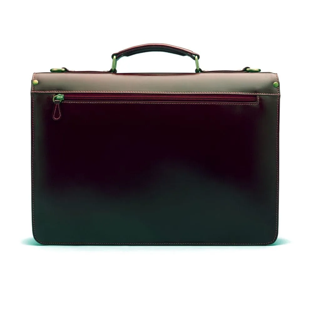 Bridle Hide Harvard Briefcase - Burgundy