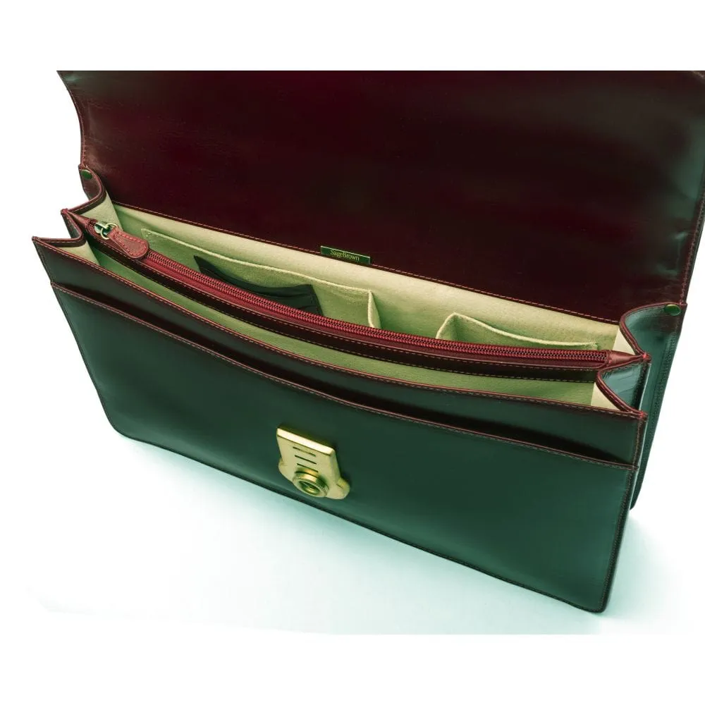 Bridle Hide Harvard Briefcase - Burgundy