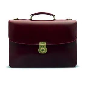 Bridle Hide Harvard Briefcase - Burgundy