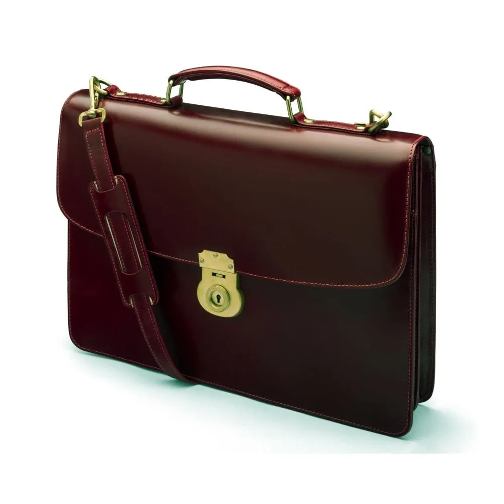 Bridle Hide Harvard Briefcase - Burgundy