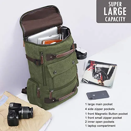 Canvas Backpack for Men, Yousu Man Vintage Travel Duffel Backpacks Large Capacity Rucksack
