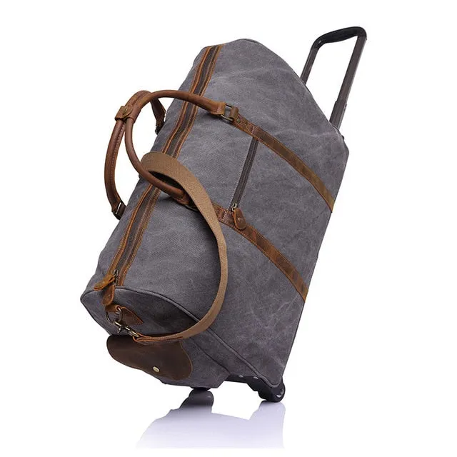 Canvas Leather Men Travel Bags Carry On Luggage Bags Men Duffel Bags Travel Tote Large Weekend