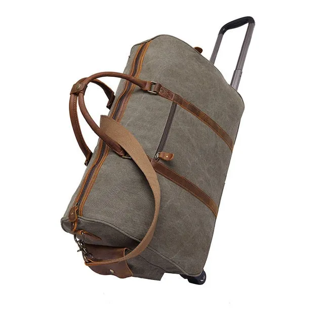 Canvas Leather Men Travel Bags Carry On Luggage Bags Men Duffel Bags Travel Tote Large Weekend