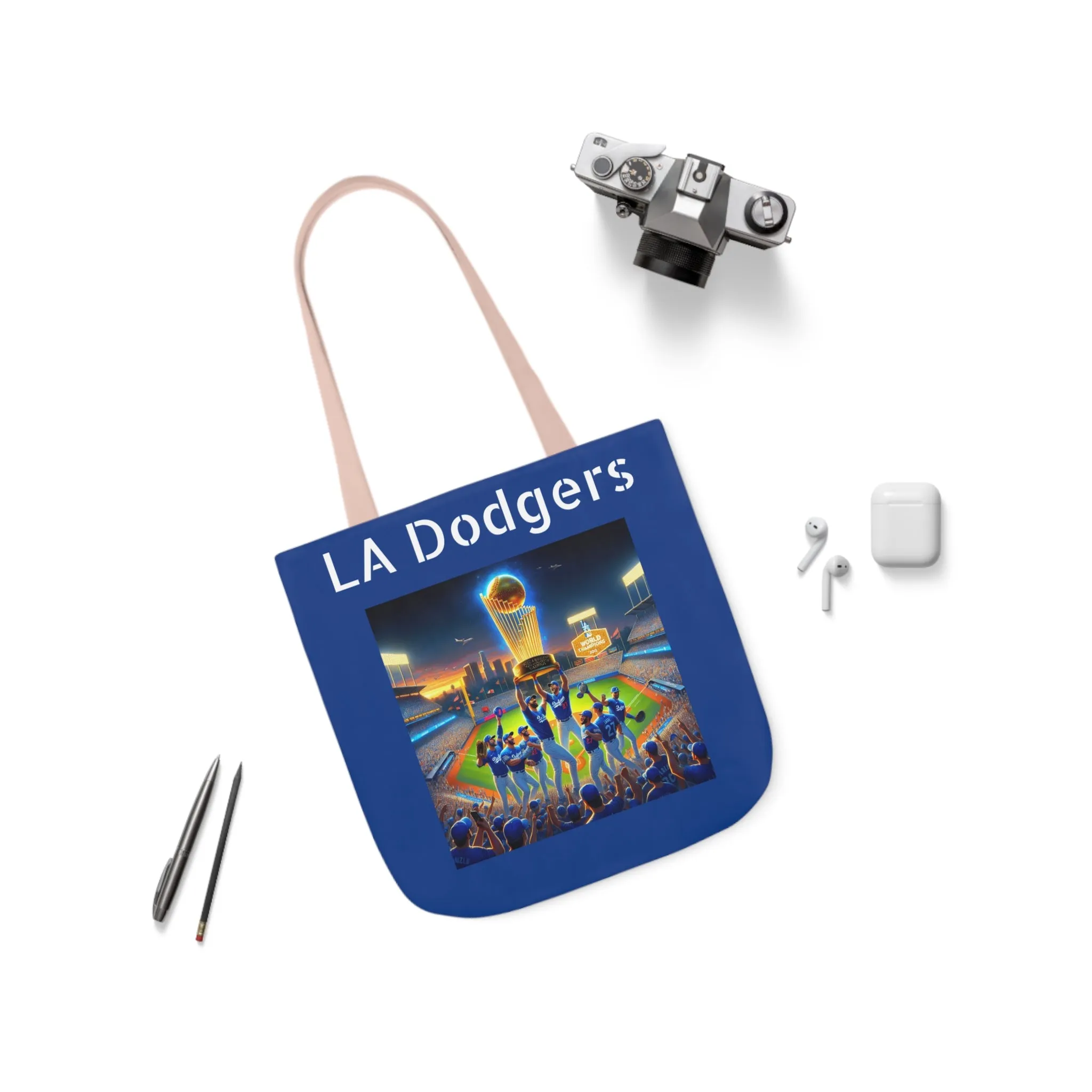 Canvas Tote Bag, 5-Color Straps : LA Dodgers Customized Tote Bag 2024 World Series Champs