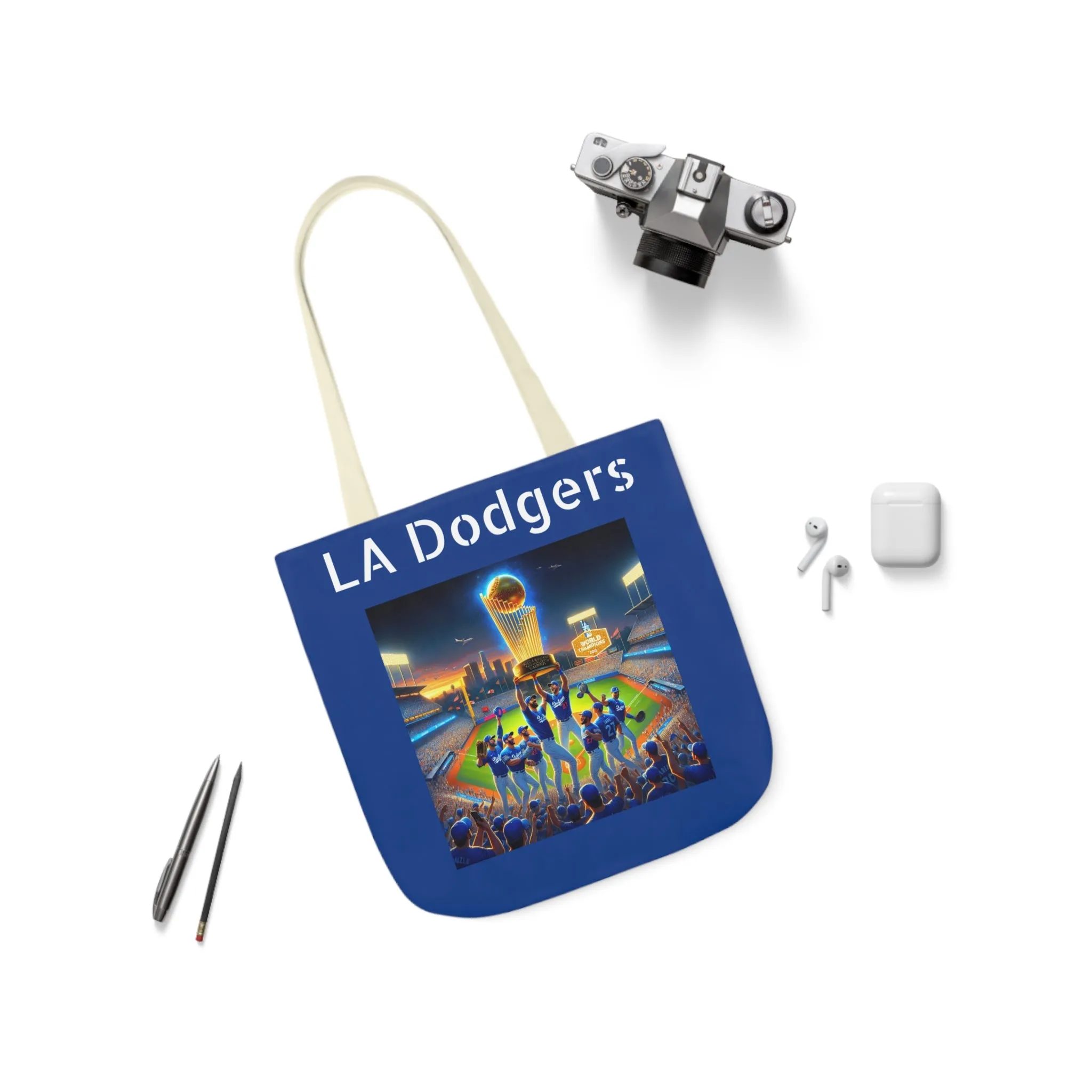 Canvas Tote Bag, 5-Color Straps : LA Dodgers Customized Tote Bag 2024 World Series Champs