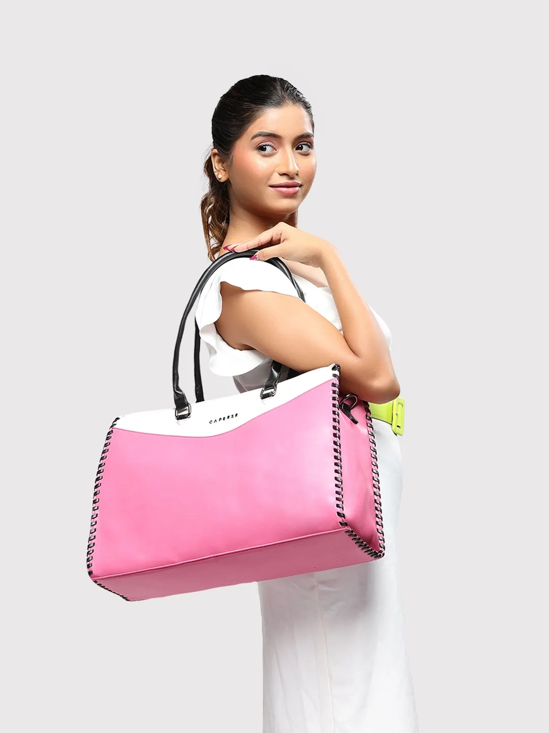 Caprese Rome Laptop Satchel Large Flamingo