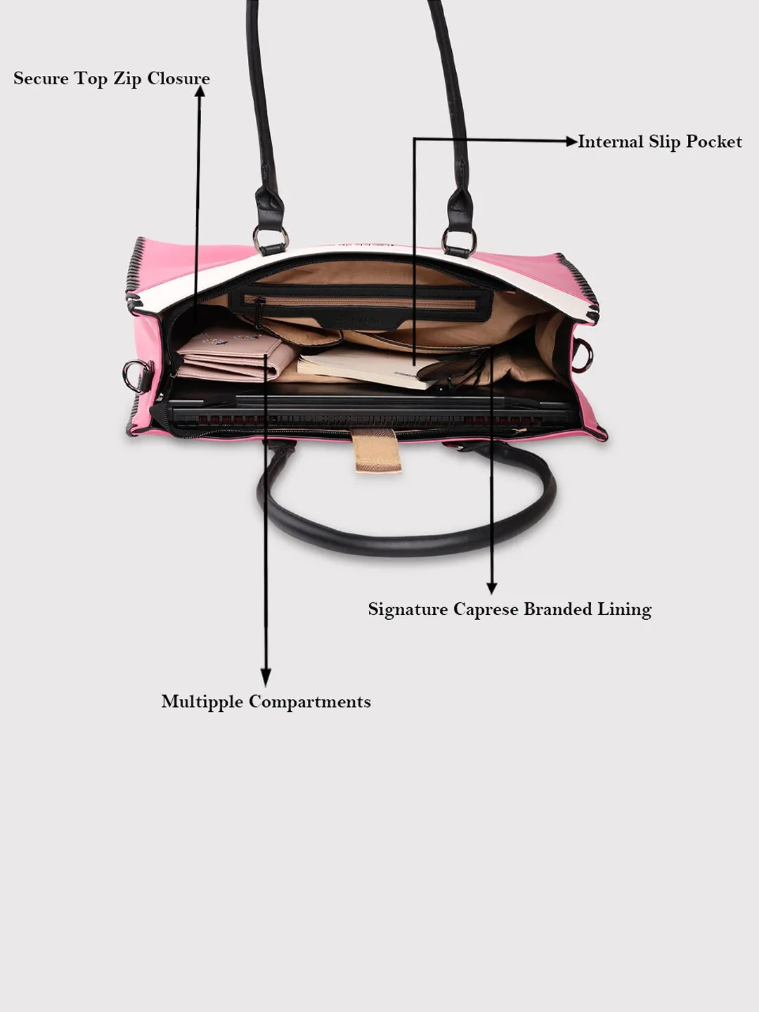 Caprese Rome Laptop Satchel Large Flamingo