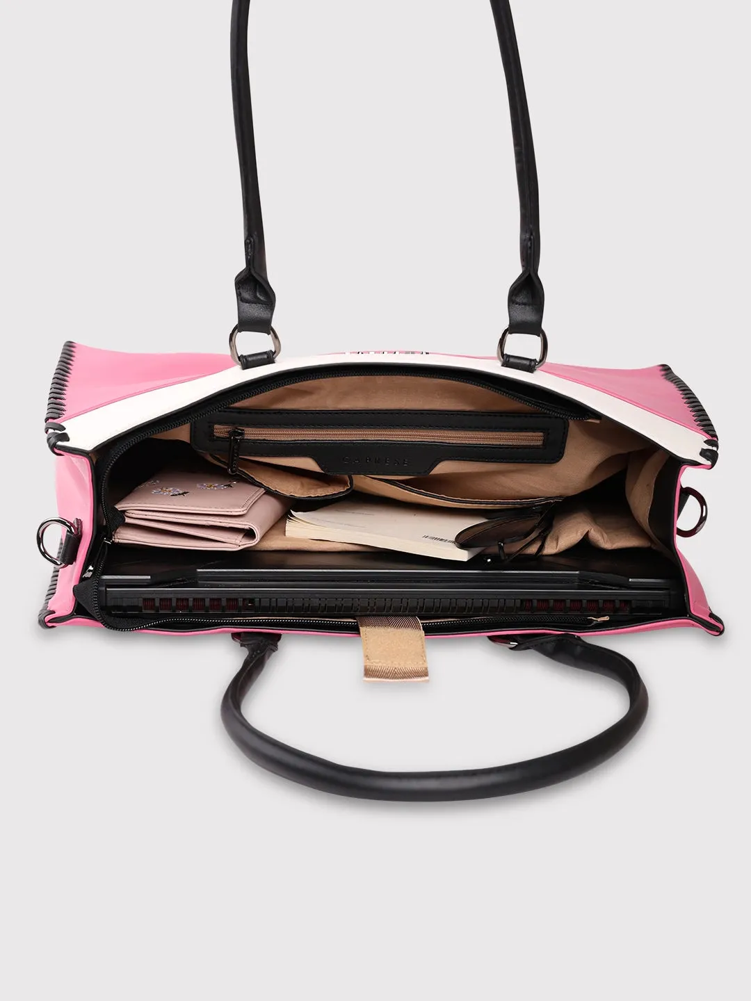 Caprese Rome Laptop Satchel Large Flamingo