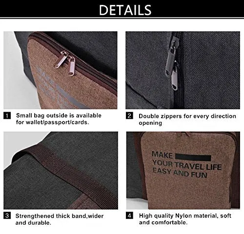 CAREMORE Unisex's Lightweight Foldable Waterproof Duffel Travel Bag Luggage Bag Large Capacity Brown