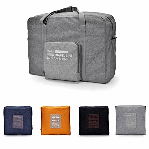 CAREMORE Unisex's Lightweight Foldable Waterproof Duffel Travel Bag Luggage Bag Large Capacity Brown