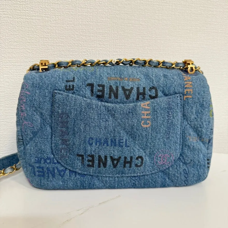 Chanel Denim Single Flap Chain Bag - Blue Shoulder Bag FM0060
