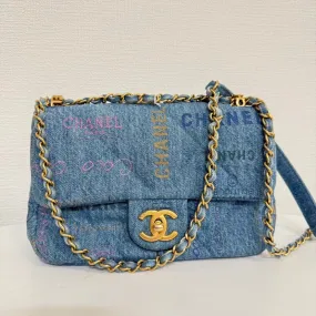 Chanel Denim Single Flap Chain Bag - Blue Shoulder Bag FM0060