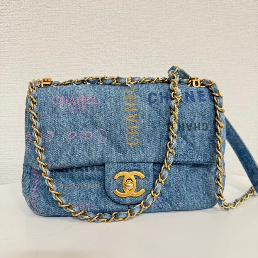Chanel Denim Single Flap Chain Bag - Blue Shoulder Bag FM0060