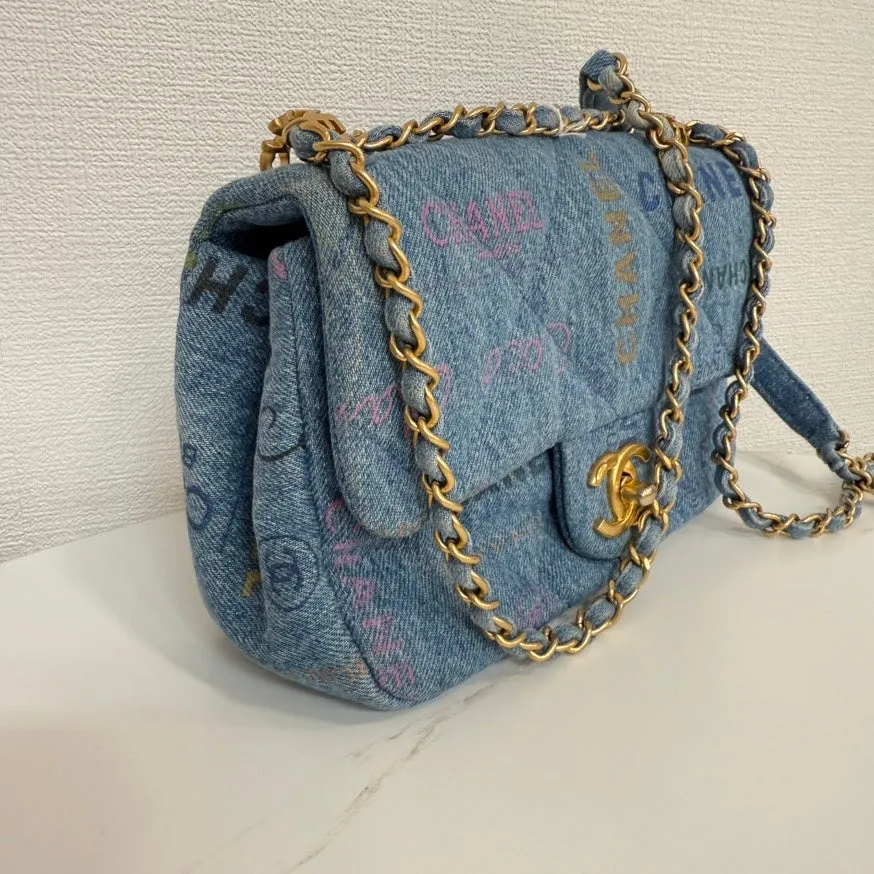 Chanel Denim Single Flap Chain Bag - Blue Shoulder Bag FM0060