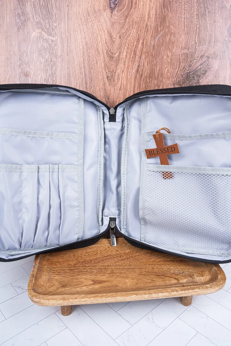 Church Days Black and Brown Canvas Bible Cover