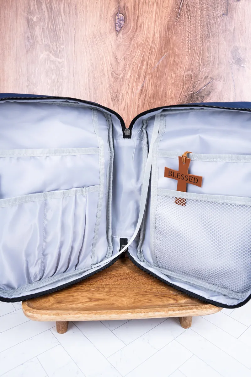 Church Days Navy Canvas Bible Cover