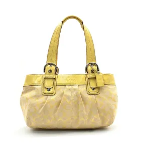 Coach Soho Signature Tote Bags Fabric Yellow Colour For Women