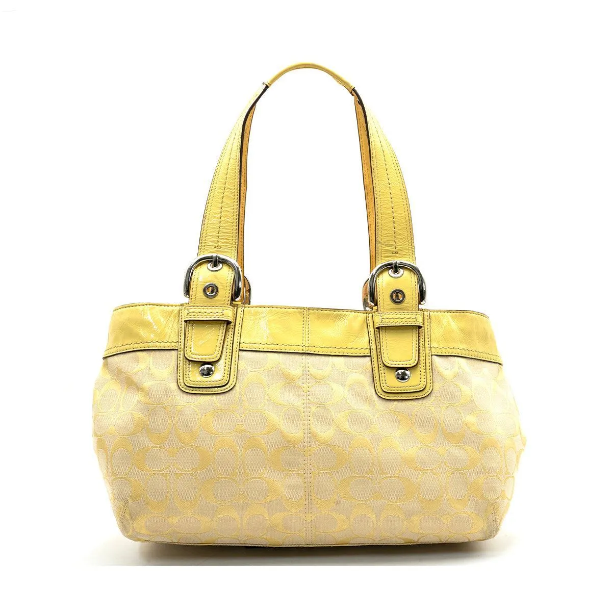 Coach Soho Signature Tote Bags Fabric Yellow Colour For Women