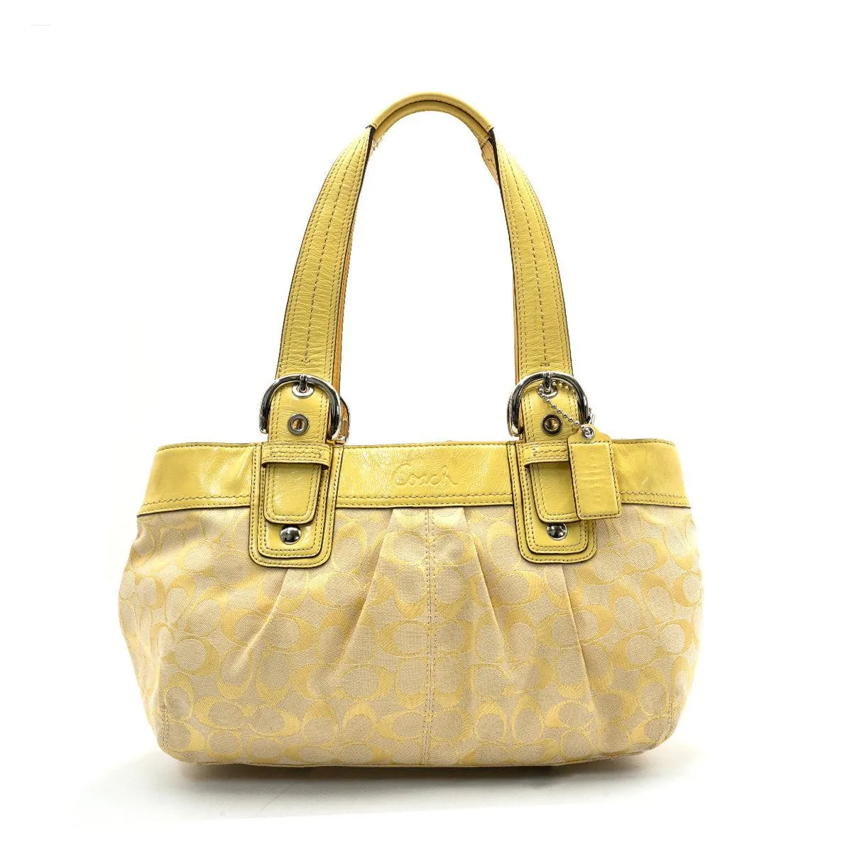 Coach Soho Signature Tote Bags Fabric Yellow Colour For Women