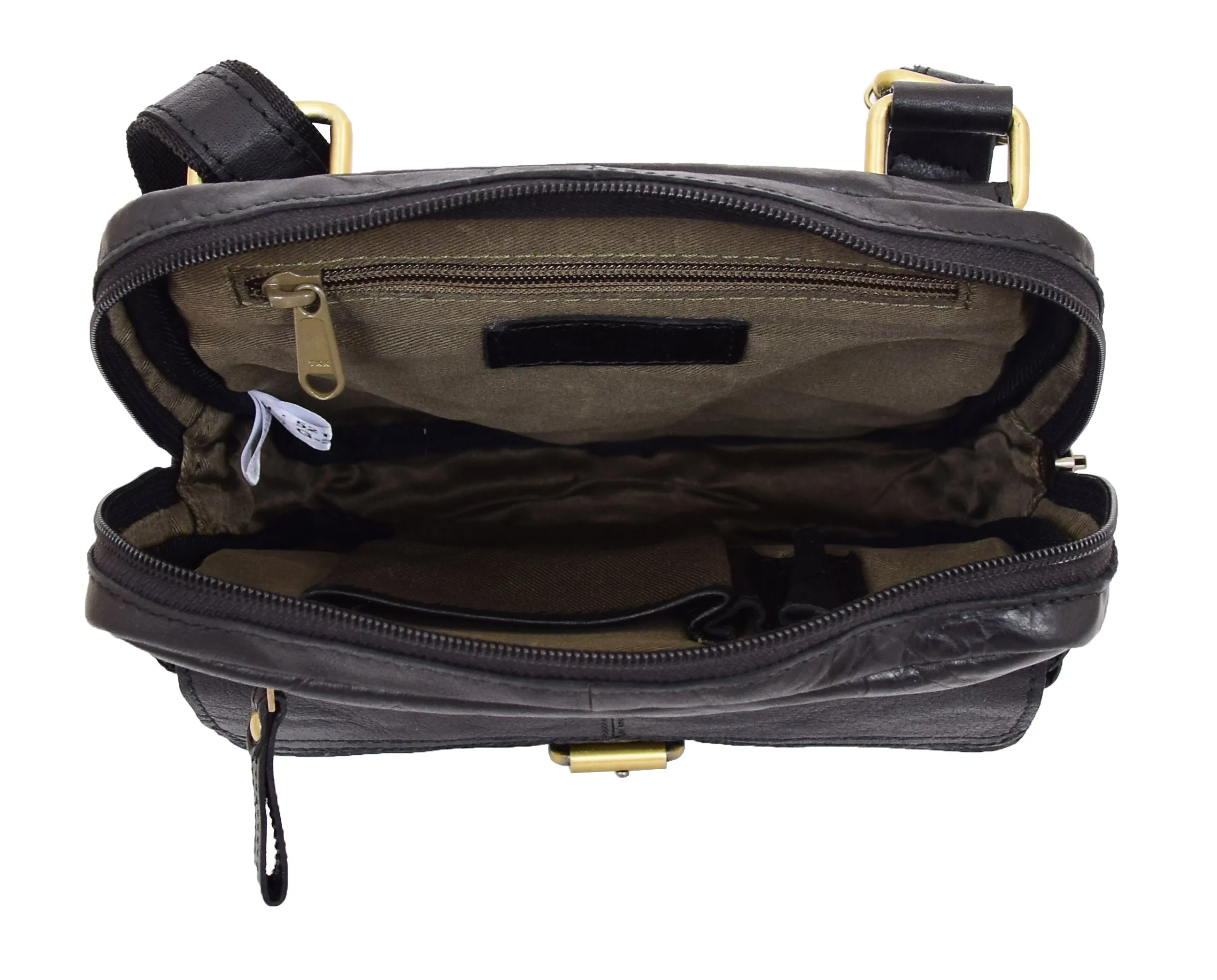 DR287 Real Leather Retro Cross Body Bag Classic Black