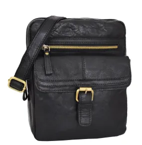 DR287 Real Leather Retro Cross Body Bag Classic Black