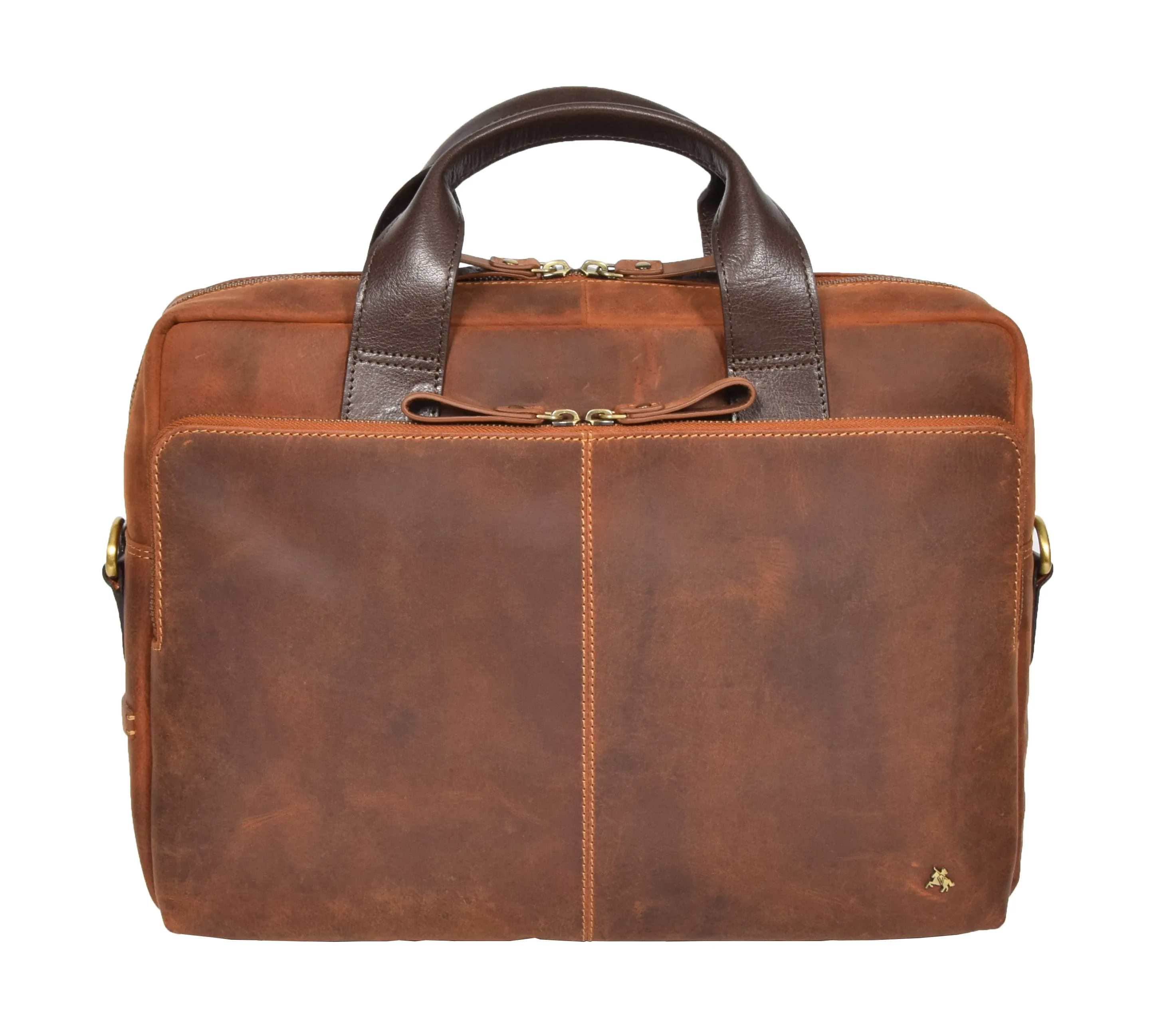 DR382 Men's Cross Body Leather Laptop Bag Tan