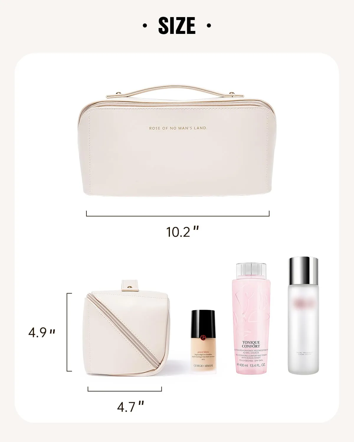 EACHY Travel Makeup Bag,Large Capacity Cosmetic Bags for Women,Waterproof Portable Pouch Open Flat Toiletry Bag Make up Organizer with Divider and Handle (Large-White, Large)