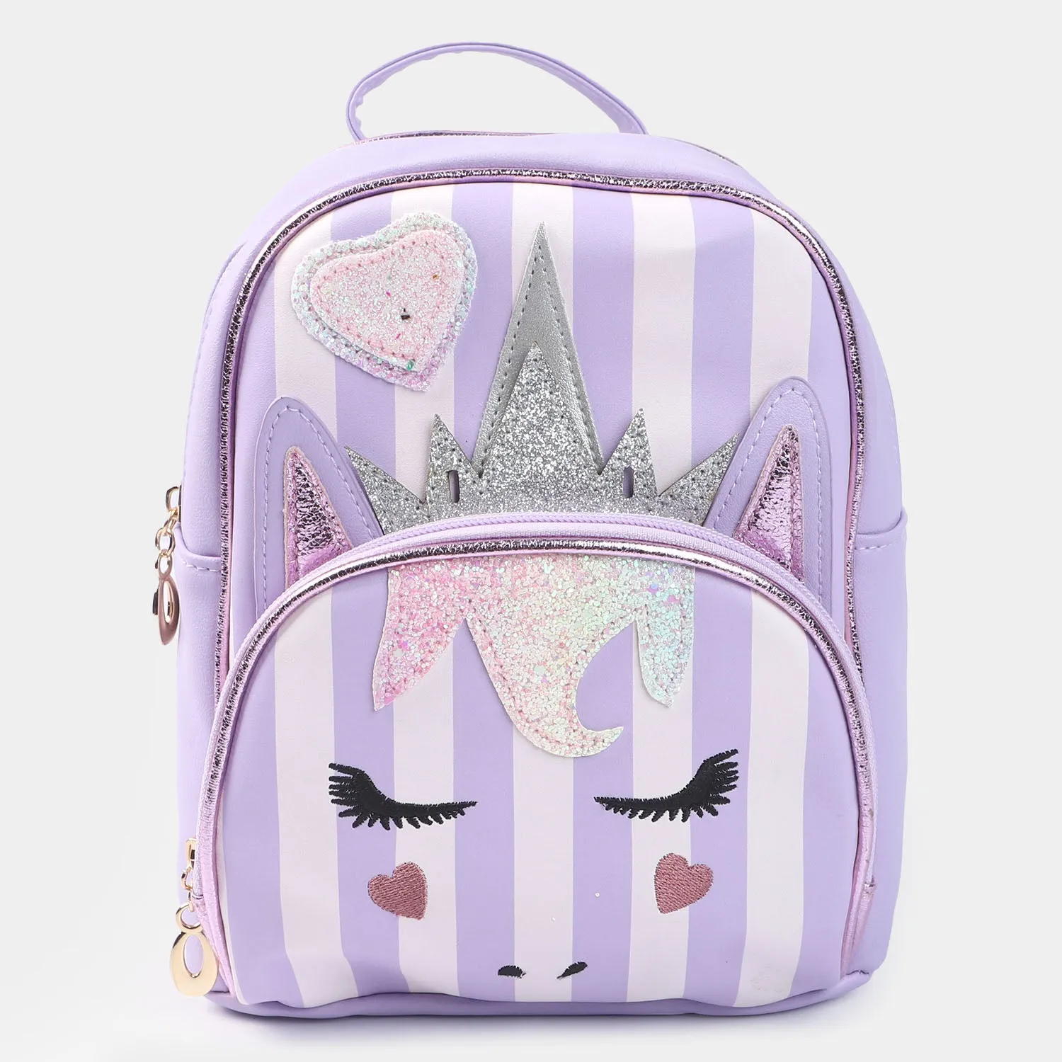 Fancy Backpack Cute Face Design Purple