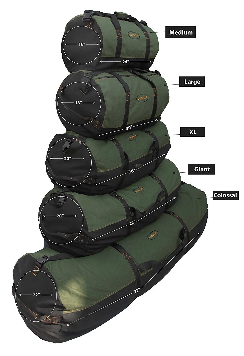 Gilbins Heavyweight Cotton Canvas Outback Camping Hiking Duffle Bag X-Large