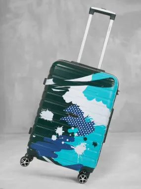 Green shade Abstract printed hard sided  trolley bag