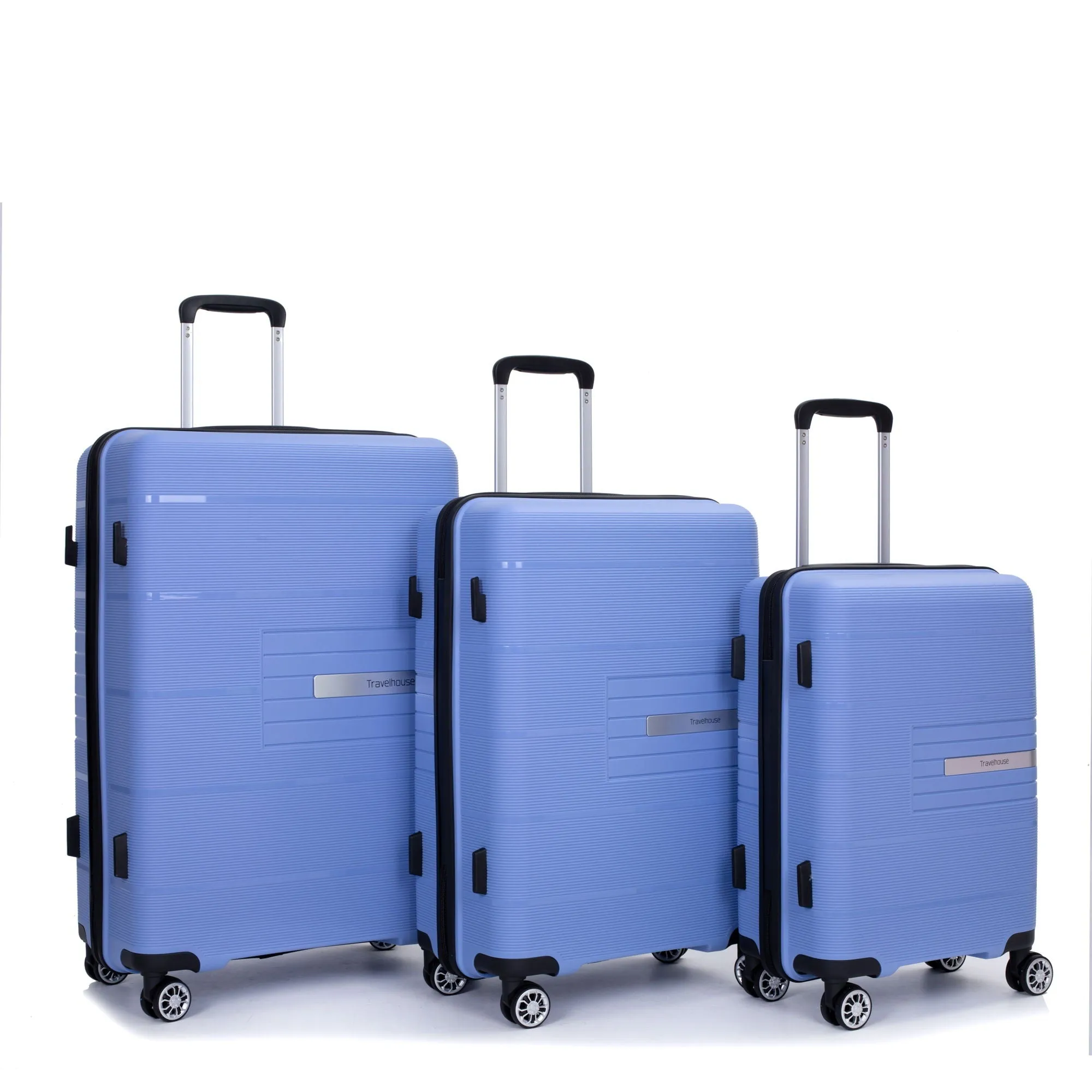 Hardshell Suitcase Double Spinner Wheels Pp Luggage Sets Lightweight Durable Suitcase With Tsa Lock, 3 Piece Set (20/24/28), Purplish Blue