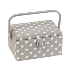 Hobby Gift: Sewing Machine Bag: Matt PVC: Grey Linen Polka Dot: Item size: (d/w/h) 20 x 44 x 38cm.