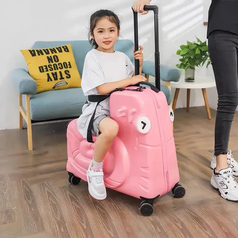 Kids Ride Carry-On Luggage Kids Spinner Wheels Ride-On Suitcase Baby Travel Bags