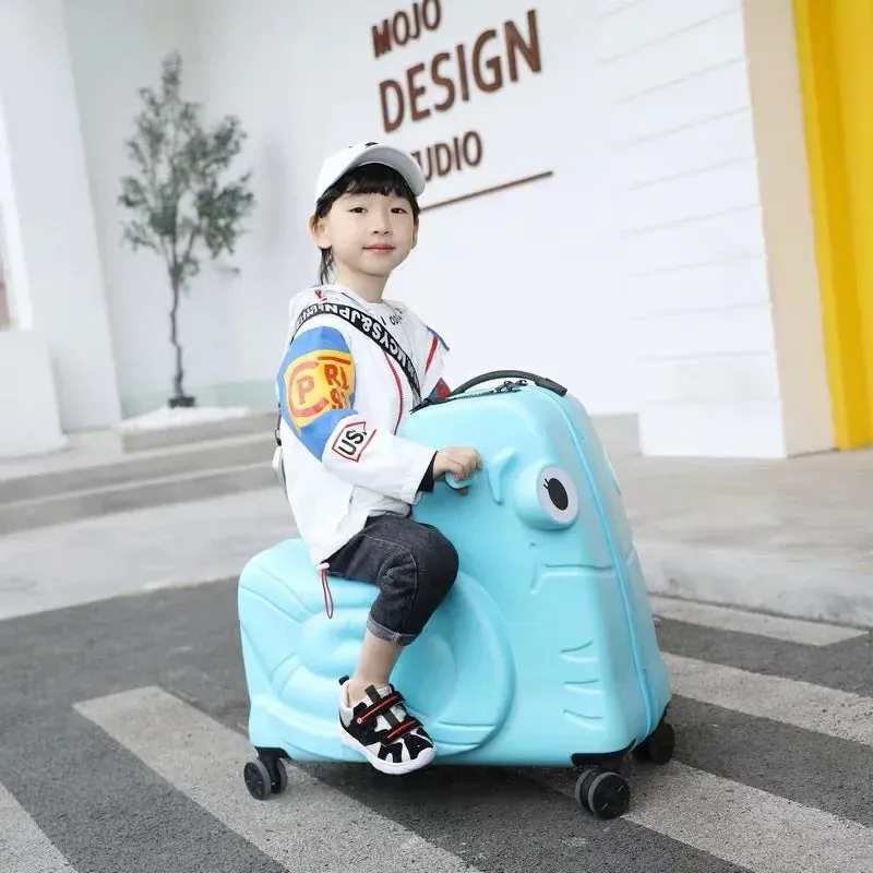 Kids Ride Carry-On Luggage Kids Spinner Wheels Ride-On Suitcase Baby Travel Bags