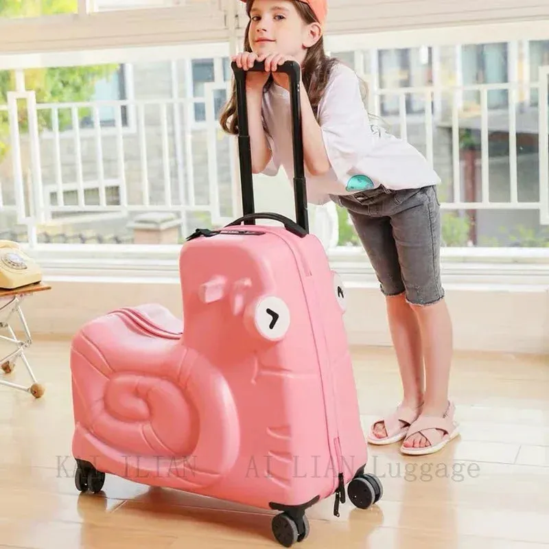 Kids Ride Carry-On Luggage Kids Spinner Wheels Ride-On Suitcase Baby Travel Bags
