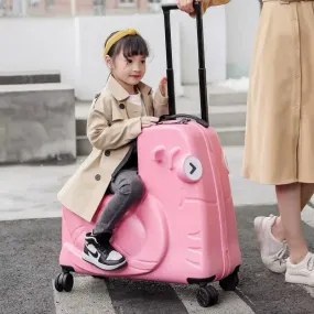 Kids Ride Carry-On Luggage Kids Spinner Wheels Ride-On Suitcase Baby Travel Bags