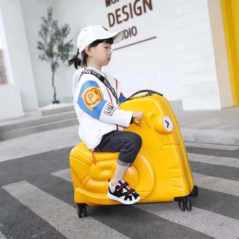 Kids Ride Carry-On Luggage Kids Spinner Wheels Ride-On Suitcase Baby Travel Bags