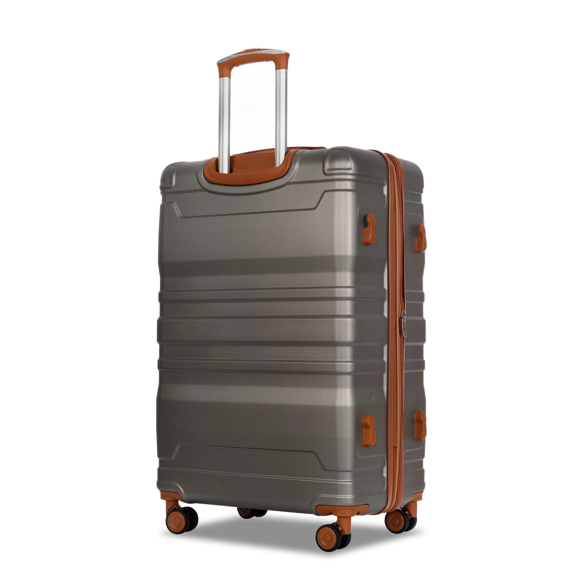 Luggage Sets New Model Expandable Abs Hardshell 3 Pieces Clearance Luggage Hardside Lightweight Durable Suitcase Sets Spinner Wheels Suitcase With Tsa Lock 20''24''28'' (Gray And Brown)