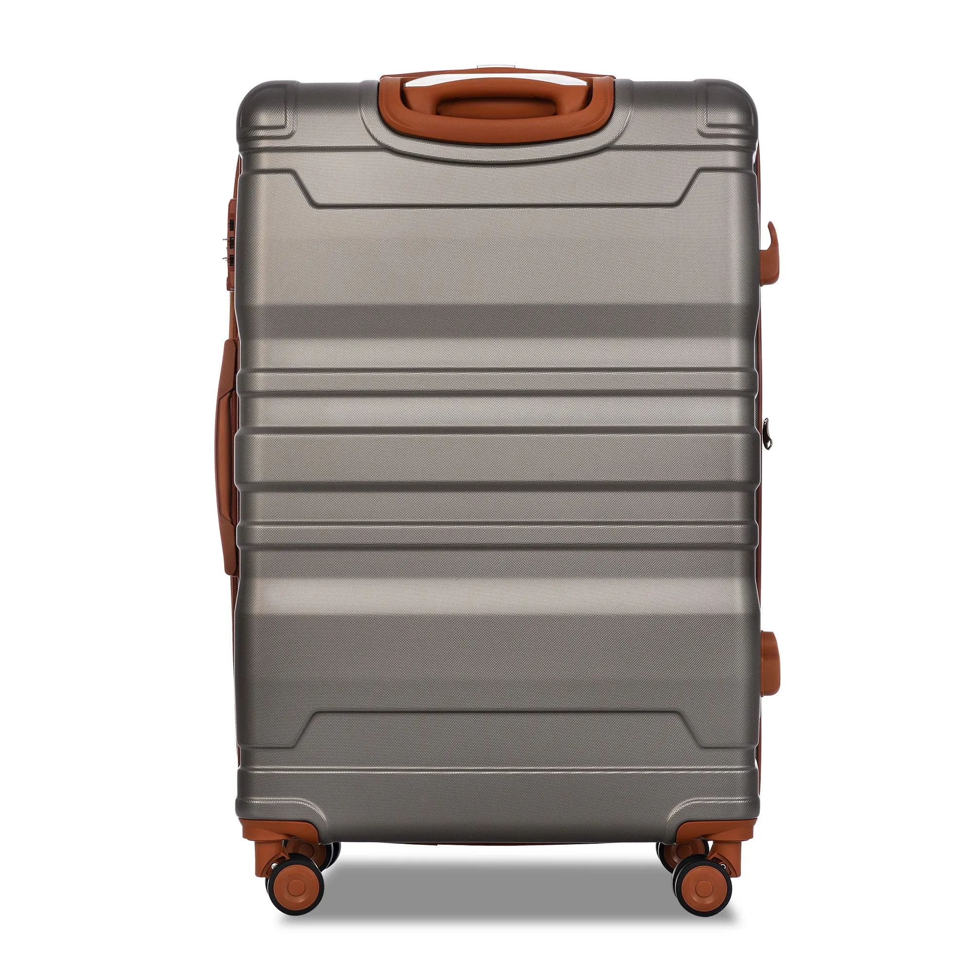 Luggage Sets New Model Expandable Abs Hardshell 3 Pieces Clearance Luggage Hardside Lightweight Durable Suitcase Sets Spinner Wheels Suitcase With Tsa Lock 20''24''28'' (Gray And Brown)