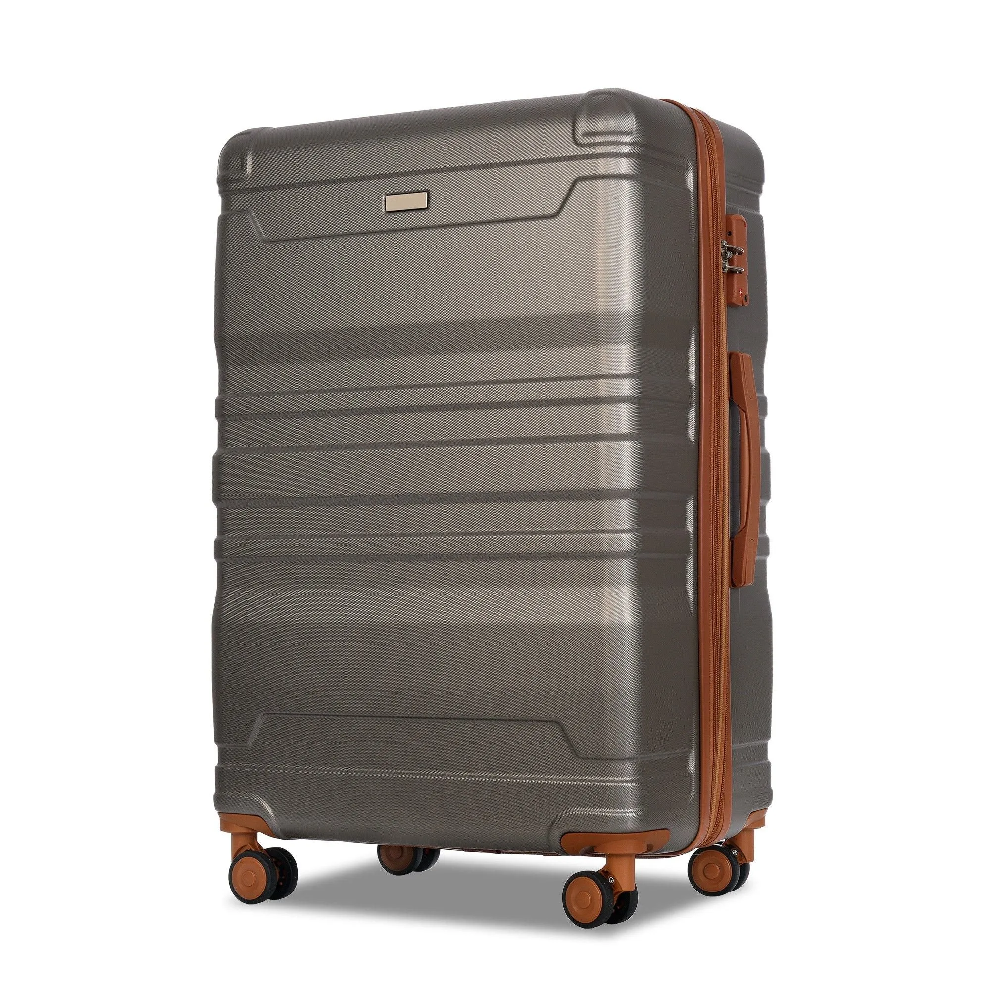 Luggage Sets New Model Expandable Abs Hardshell 3 Pieces Clearance Luggage Hardside Lightweight Durable Suitcase Sets Spinner Wheels Suitcase With Tsa Lock 20''24''28'' (Gray And Brown)